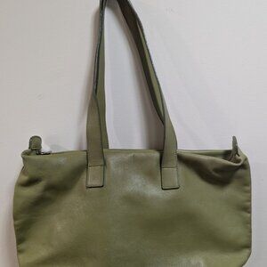FURLA vintage medium-sized light olive green tote handbag